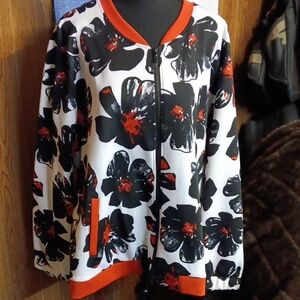 Floral Black and Red Women's Jacket